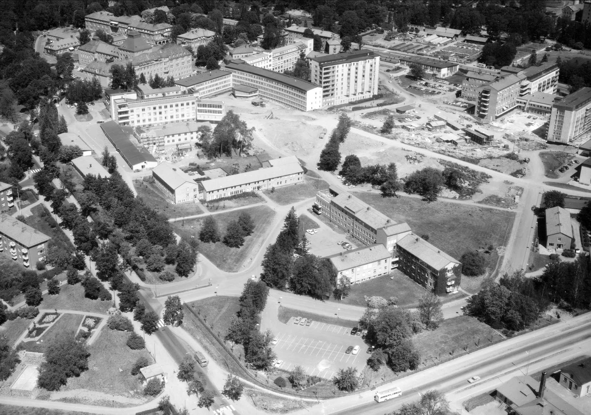 Flygfoto över Akademiska sjukhuset, Uppsala 1966
