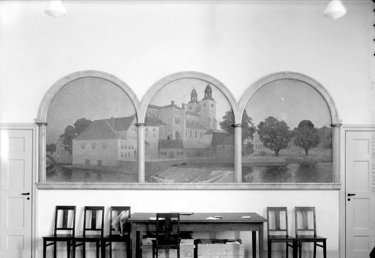 Väggdekoration i Musicum, Kyrkogårdsgatan, Uppsala januari 1938