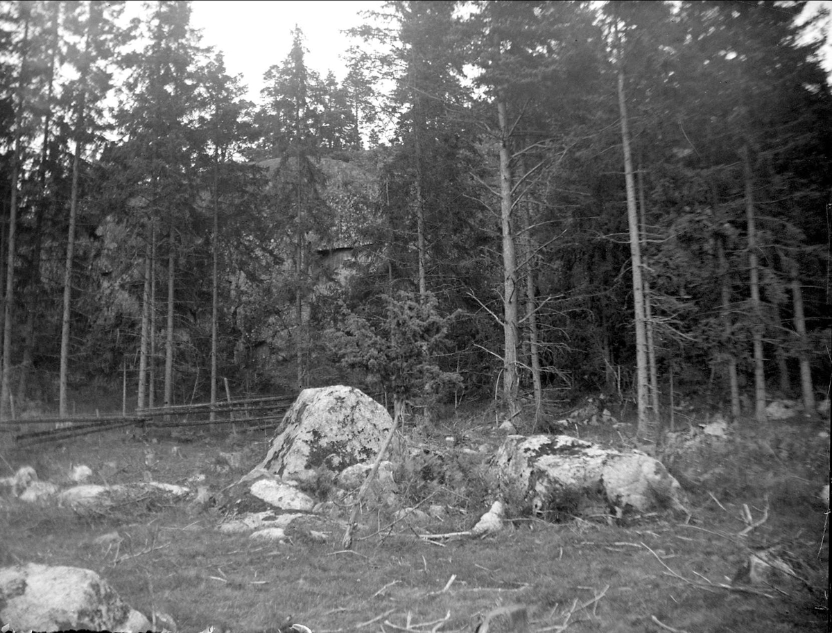 Stenformationer vid Skutters skans fornborg i Stav, Simtuna socken, Uppland i augusti 1928