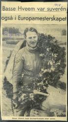 Faksimile, Basse Hveems seier i EM på Solvalla, Stockholm, 1