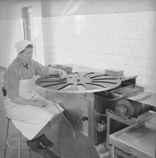 Text till bilden: "Lyseki. Maskin. Skandia Konservfabrik. Interiör. 1956"