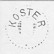 Datumstämpel, normalstämpel 33. Rund, punkterad
ram,groteskstil, helt årtal under datum, vågrätt streckfyllnad
imittfältet. Stamp av stål, träskaft med mässingring.
Stämpelnanvändes på poststationen på Koster, Bohuslän, under åren
1904 till1939. Stationen namnändrades 1939 till Sydkoster. Den
inrättades 1september 1904.