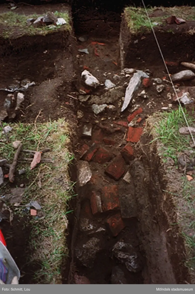 Drivhus "B", arkeologisk utgrävning vid Gunnebo slott, september 1995.