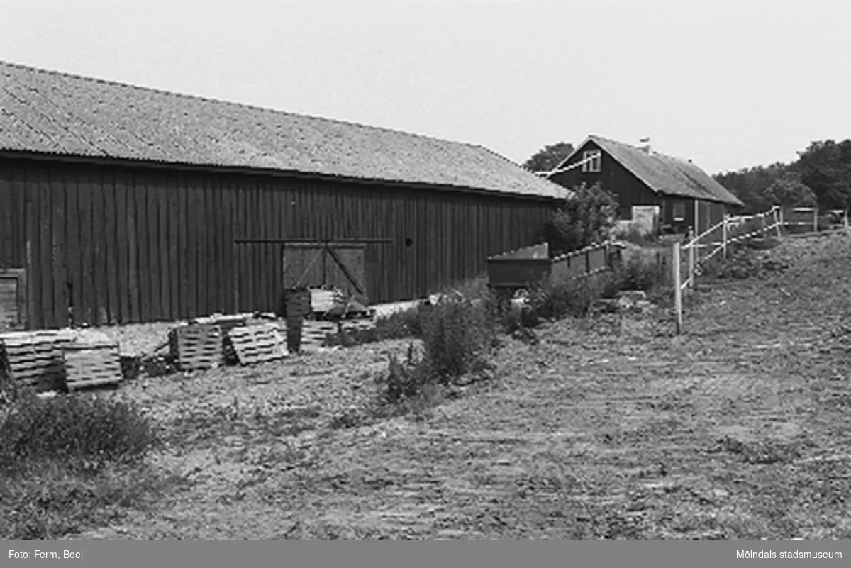 Lada med någon form av hage på baksidan. Lunnagården i Balltorp 1992-06-30.