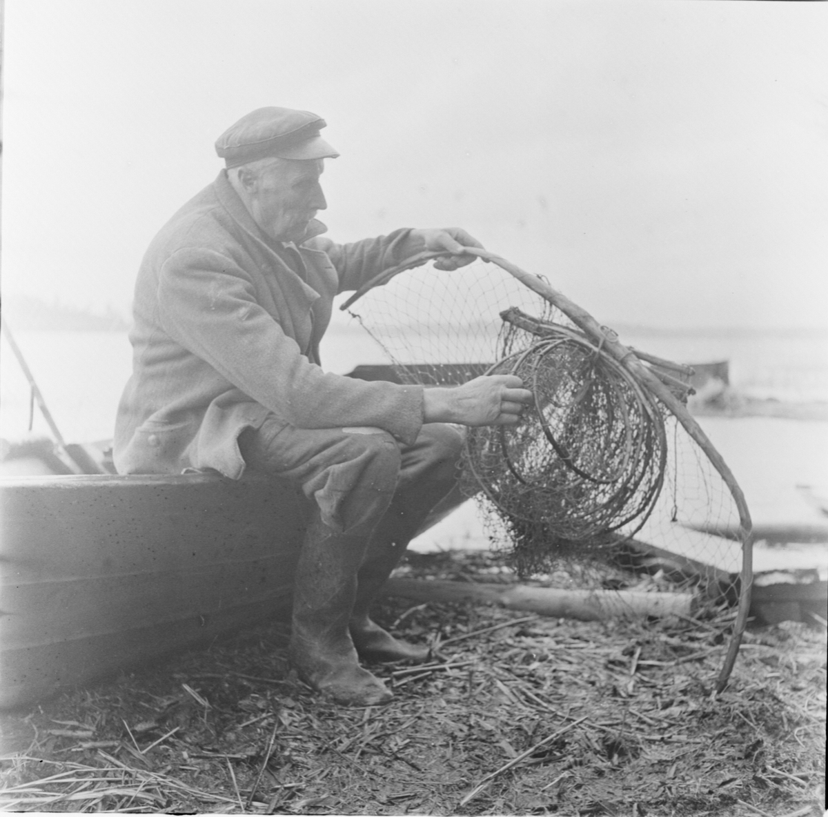 Ture, fiskare i Sjö, Holm socken, Uppland 1953