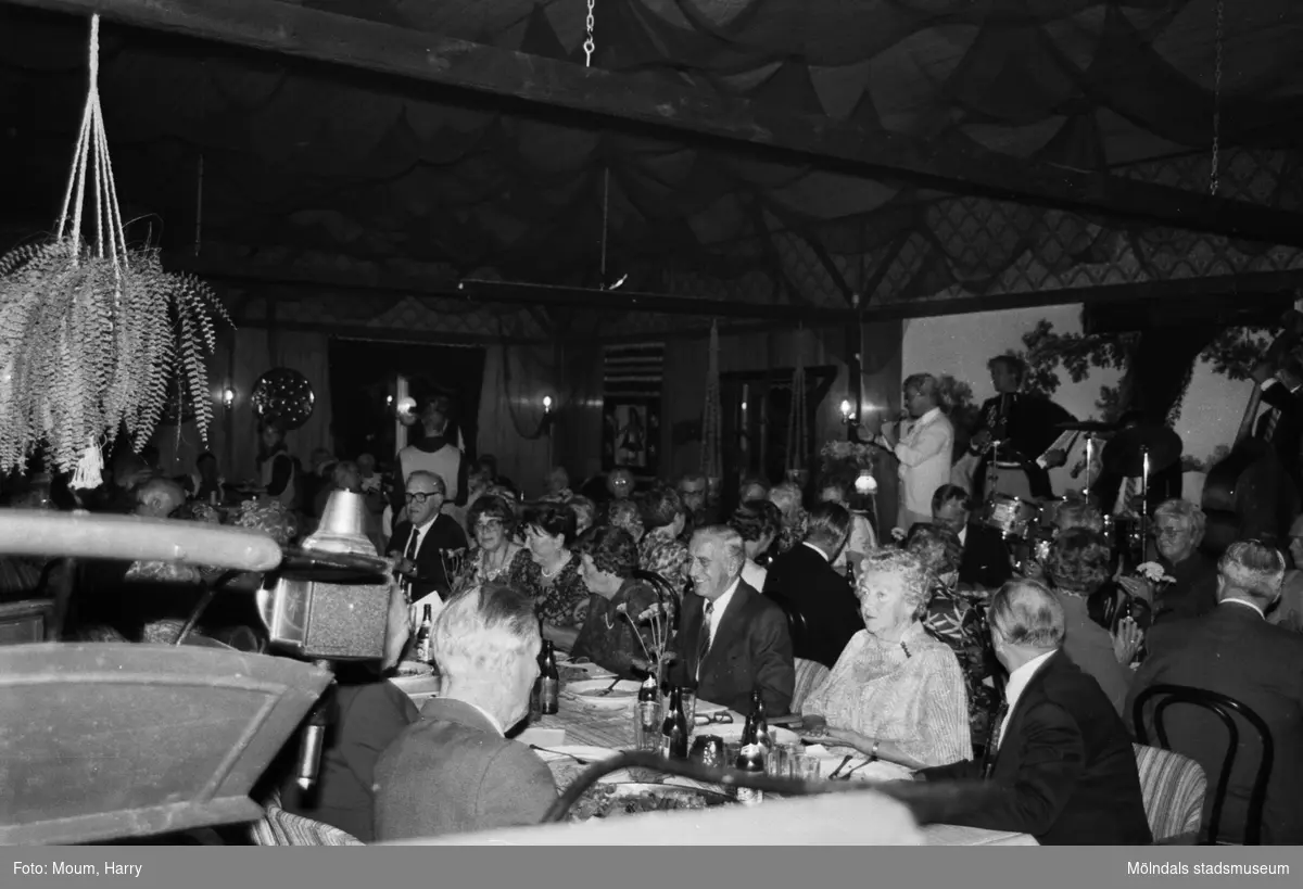 Kållered PRO firar 10-årsjubileum på Kållereds Värdshus, år 1983. "Stämningen var hög vid de festligt dukade borden."

För mer information om bilden se under tillägginformation.