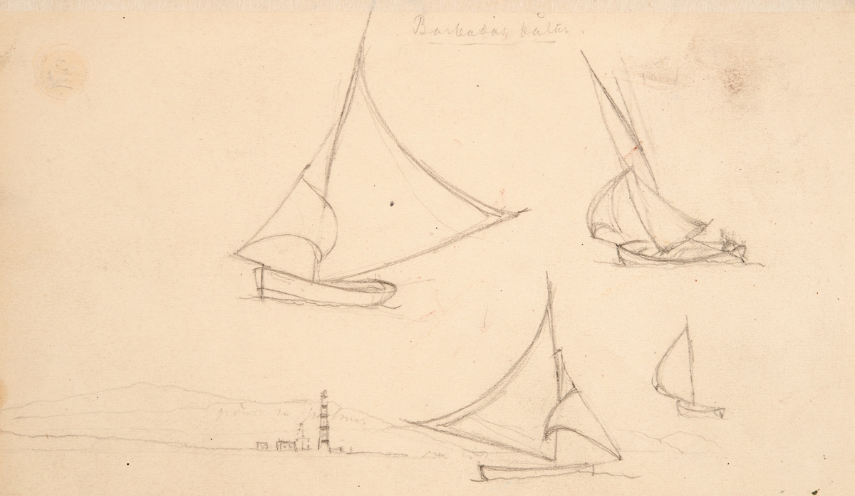 Framsidan: Lotsbåt från Havre och normandisk slup