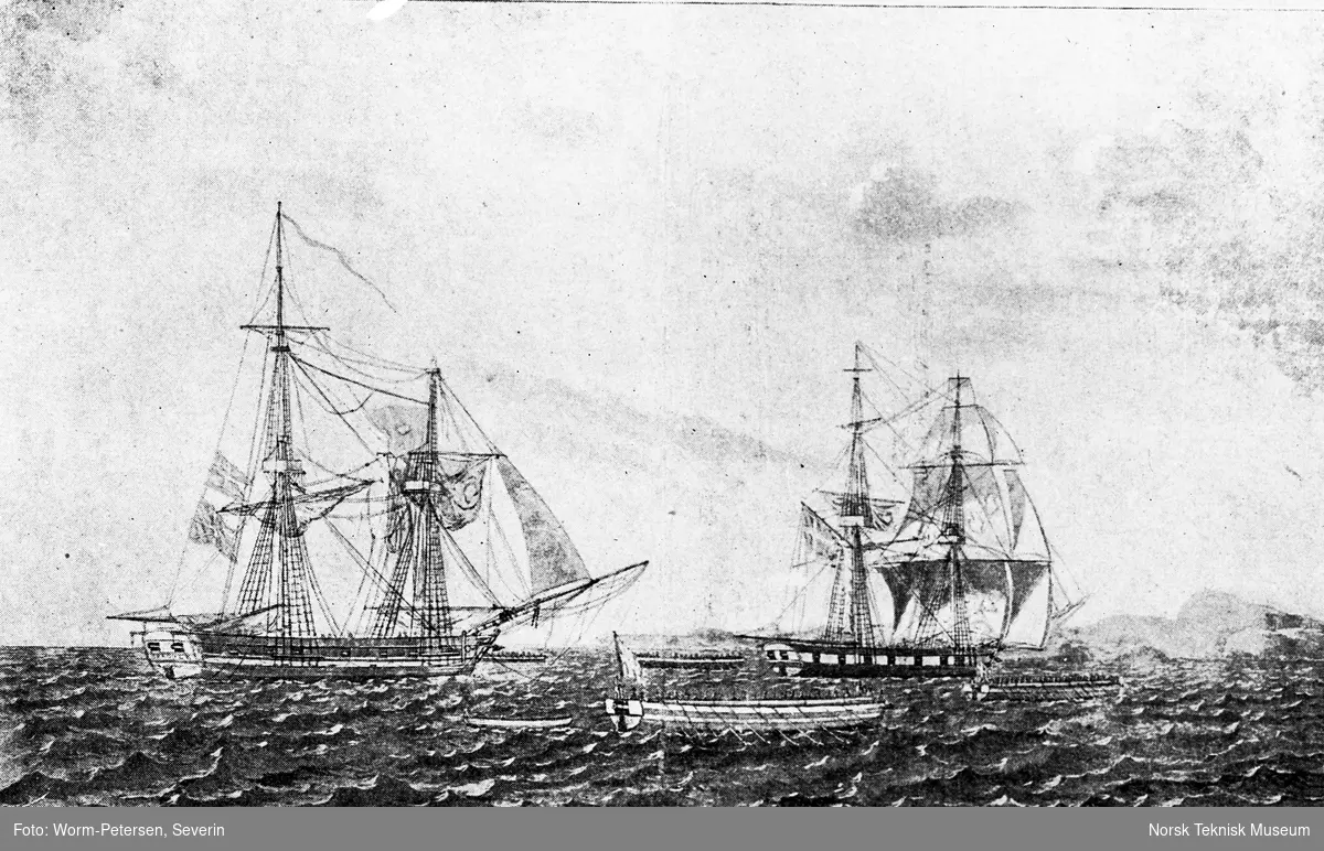 To marinefartøyer tidlig 1800-tallet