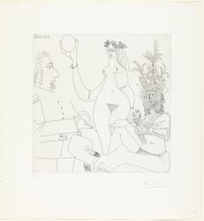 Maler foran en av Rafaels "Tre gratier" og en villmann med f