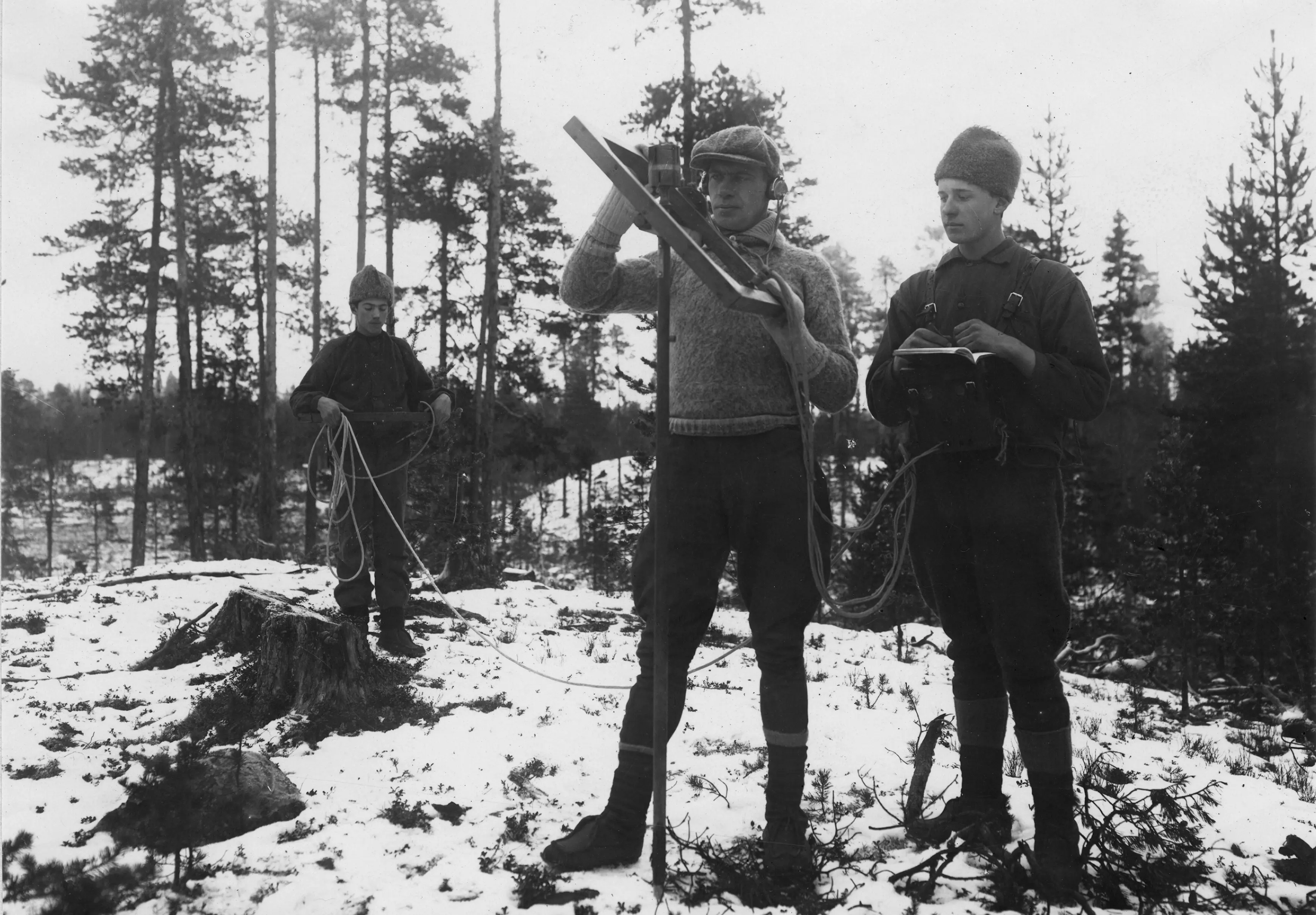 Elektrisk malmletning. Två-rammätning, Västerbotten, 1923. - Tekniska ...