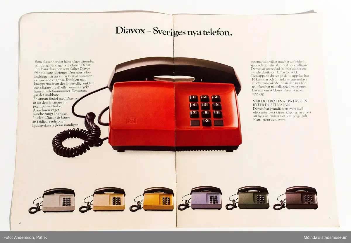Reklambroschyr: "TELEVERKETS IDÉKATALOG Telefoner, tillbehör och tips som gör ditt telefonerande bekvämare.", utgiven av Televerket 1982.