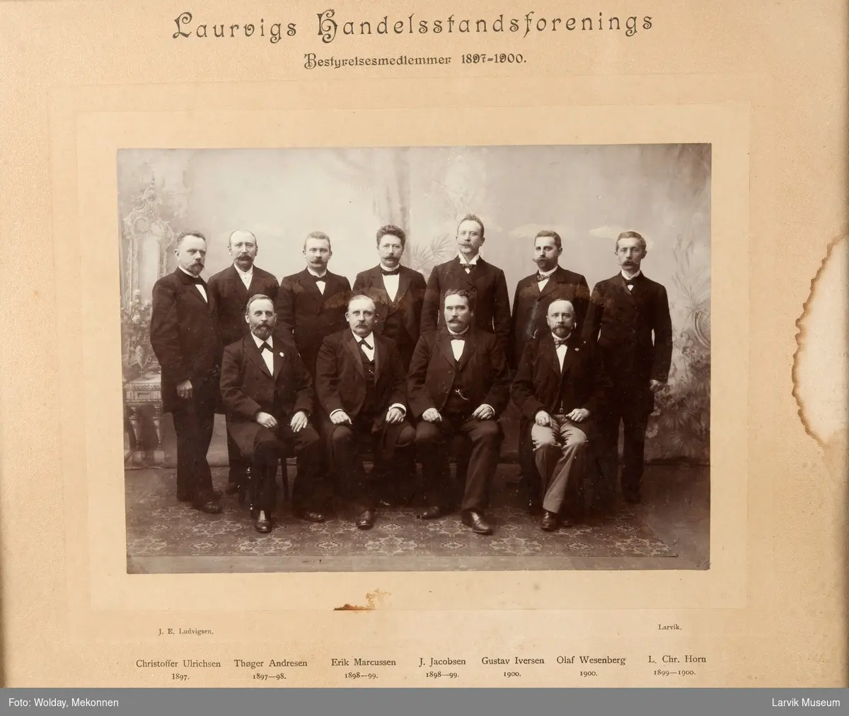 Laurvigs Handelsstandsforenings Bestyrelsesmedlemmer 1897 -1900.