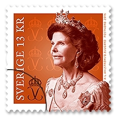 Frimärken i rulle med motiv av drottning Silvia.