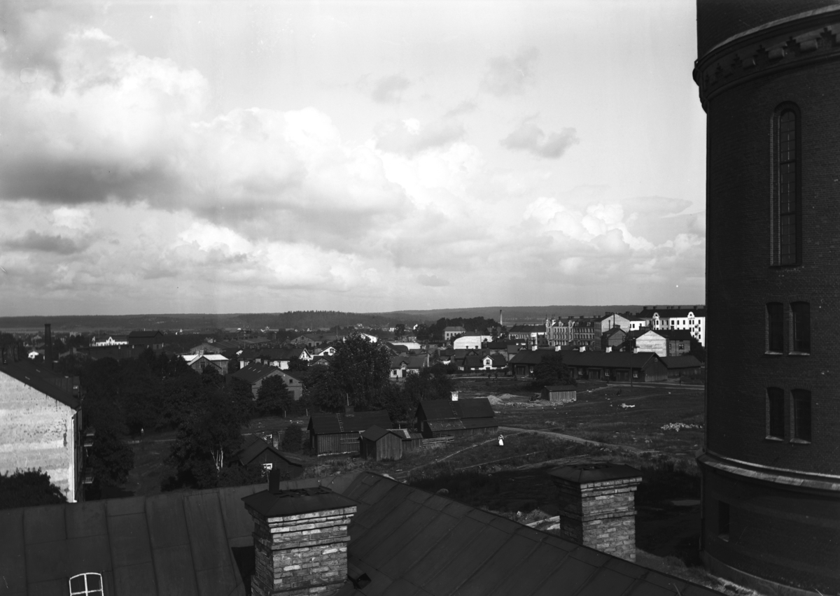 Vy över norra Herrhagen 1909. Bilden tagen från taket på en fastighet på Stagnellsgatan.