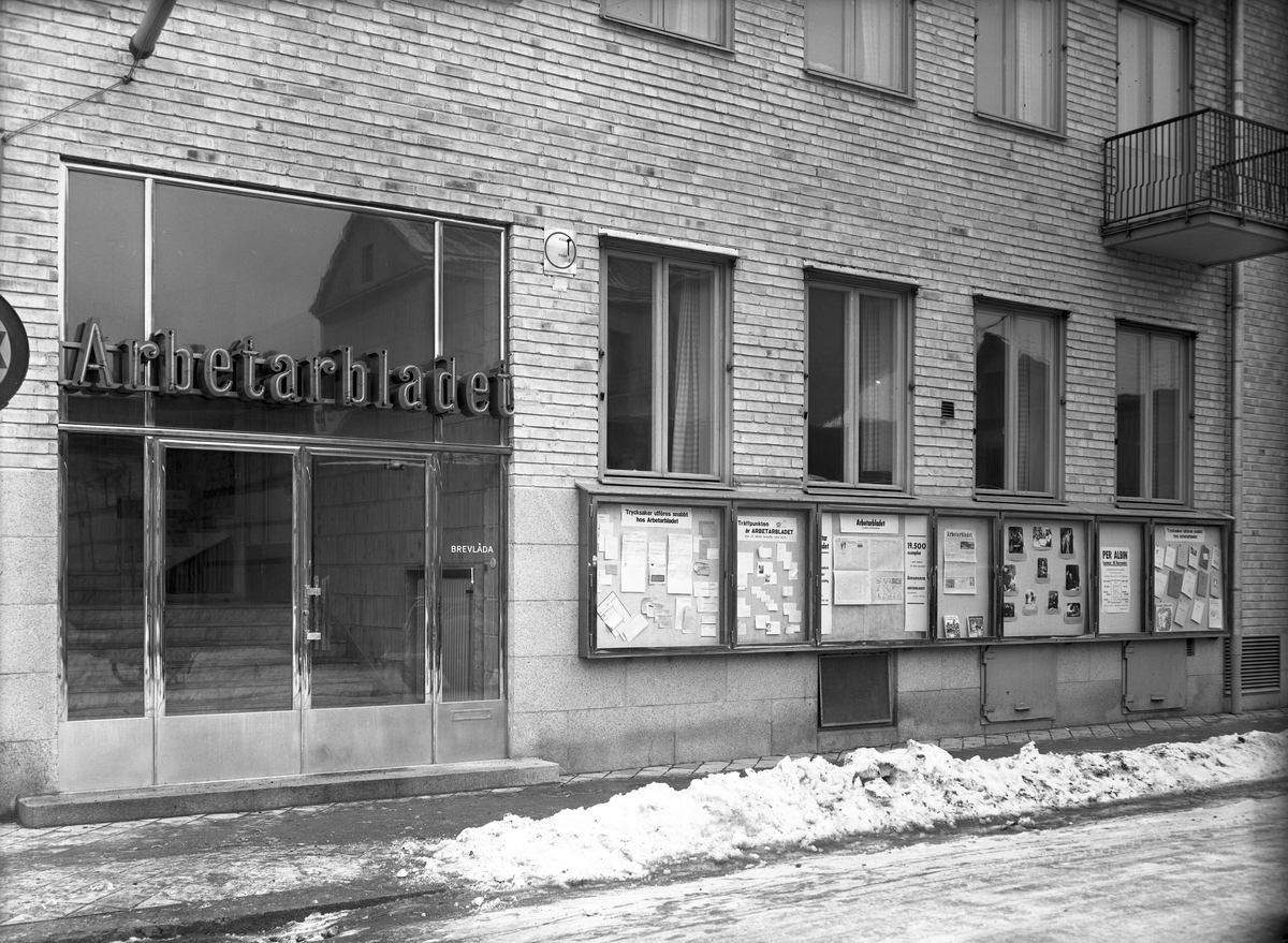 Exteriör av Arbetarbladet tidningshus, 15 januari 1946.