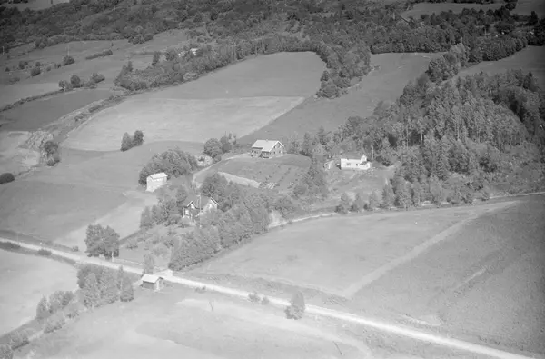 Ukjent gård, Gausdal, 1958, tre bolighus, liten driftsbygnin
