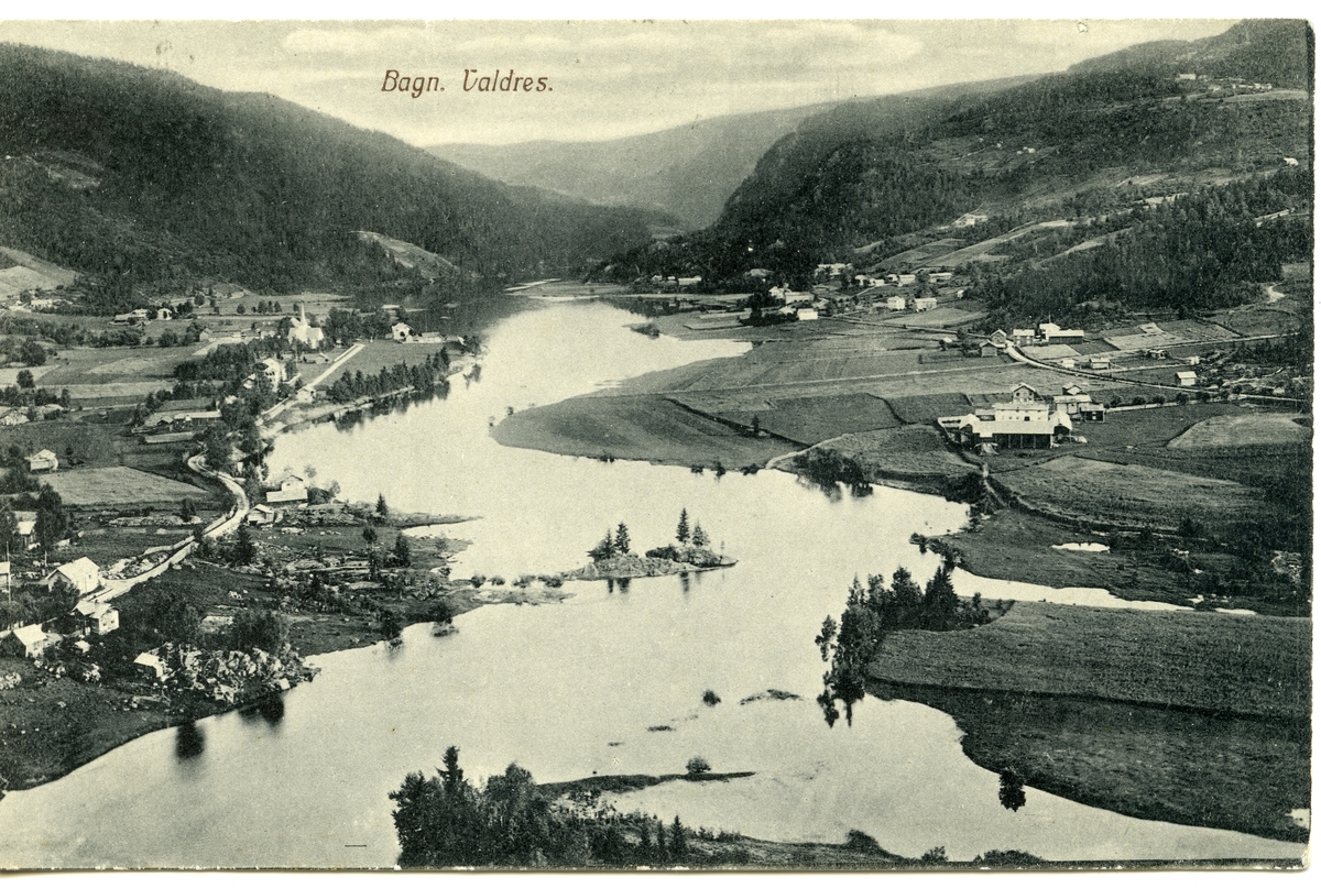 2 postkort som viser utsikt over Bagn, Sør-Aurdal.