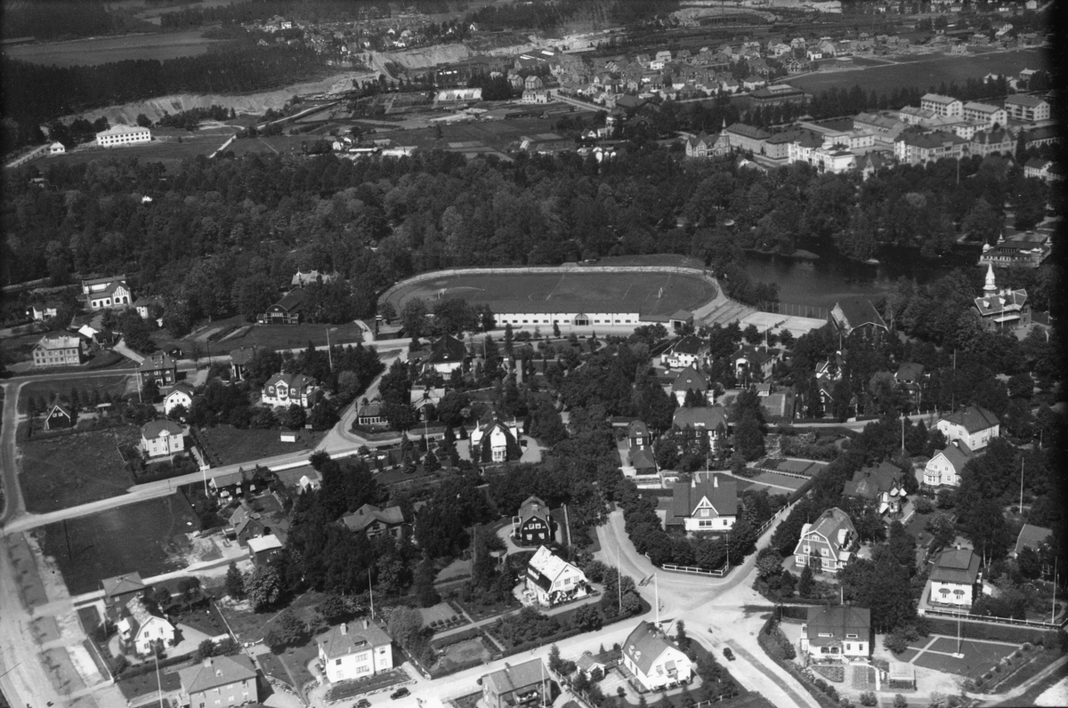 Flygfotografi över Villastaden, 1936.
