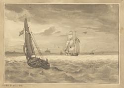 Sundet med Kronborg slott [Tegning]