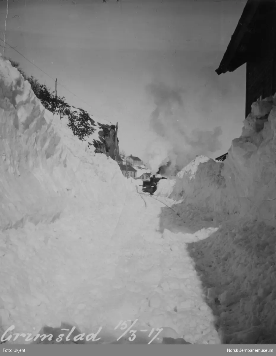 Grimstad stasjon snøvinteren 1917