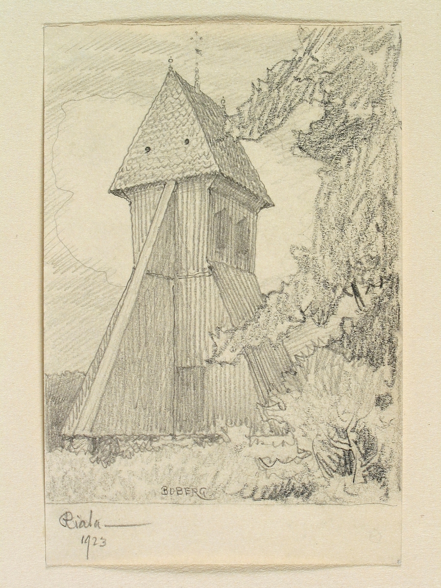Teckning av Ferdinand Boberg. Uppland, Åkers skplg., Riala kyrka, Stapeln
