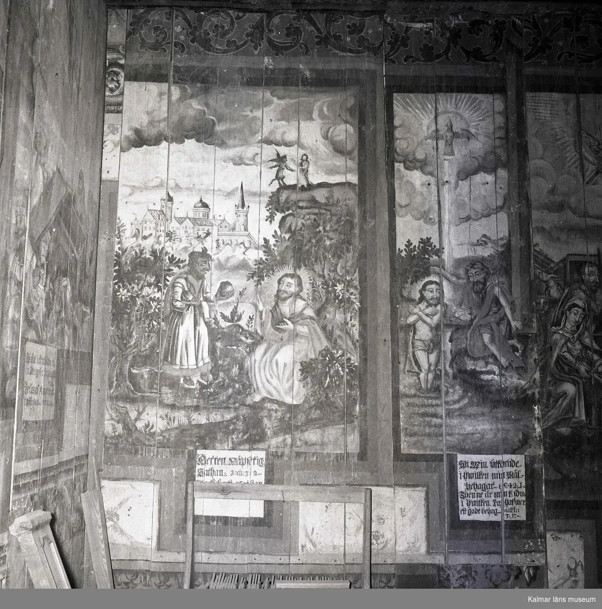 Väggmålning i Hjorteds kyrka.