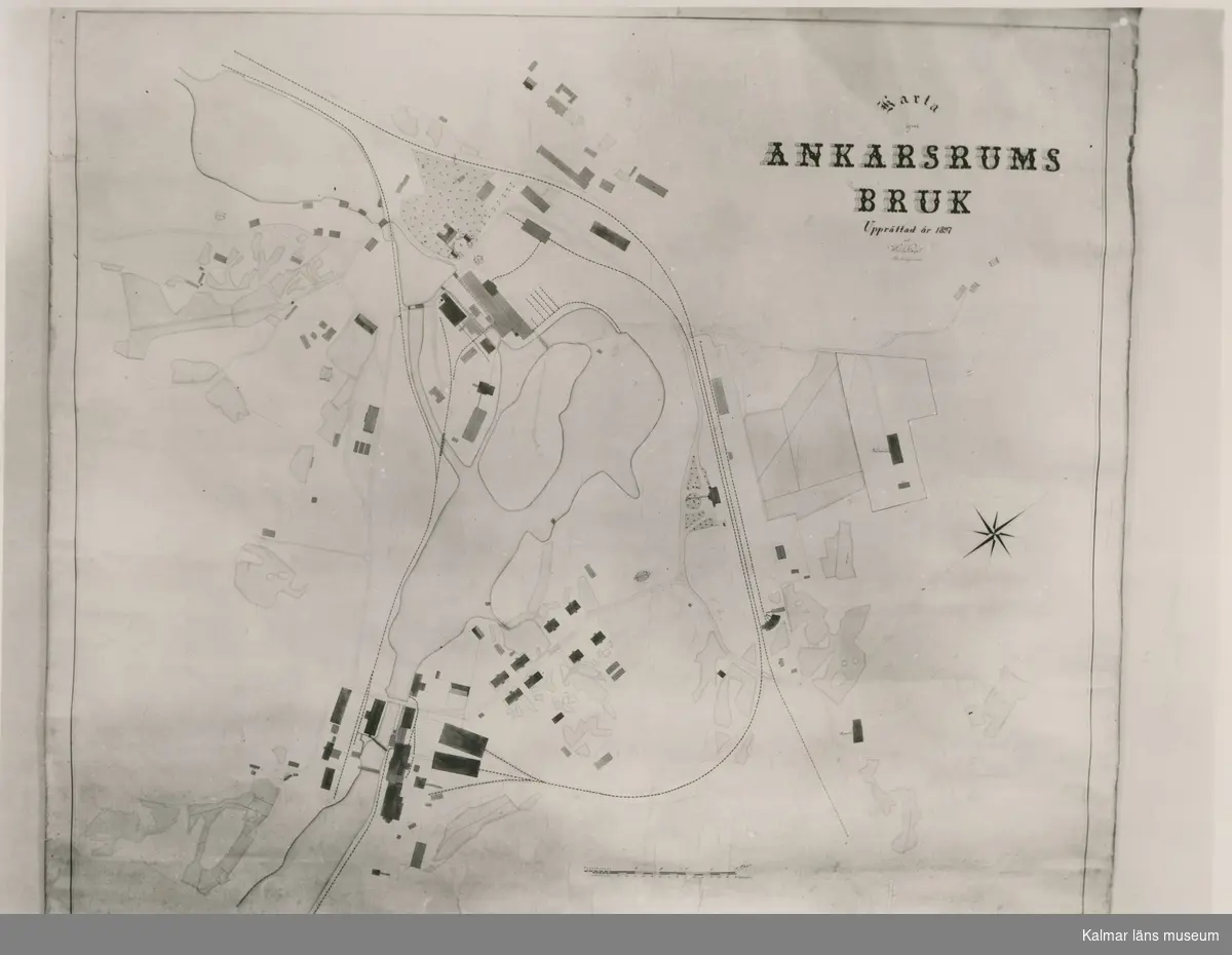 Karta över Ankarsrums bruk, upprättad år 1897.