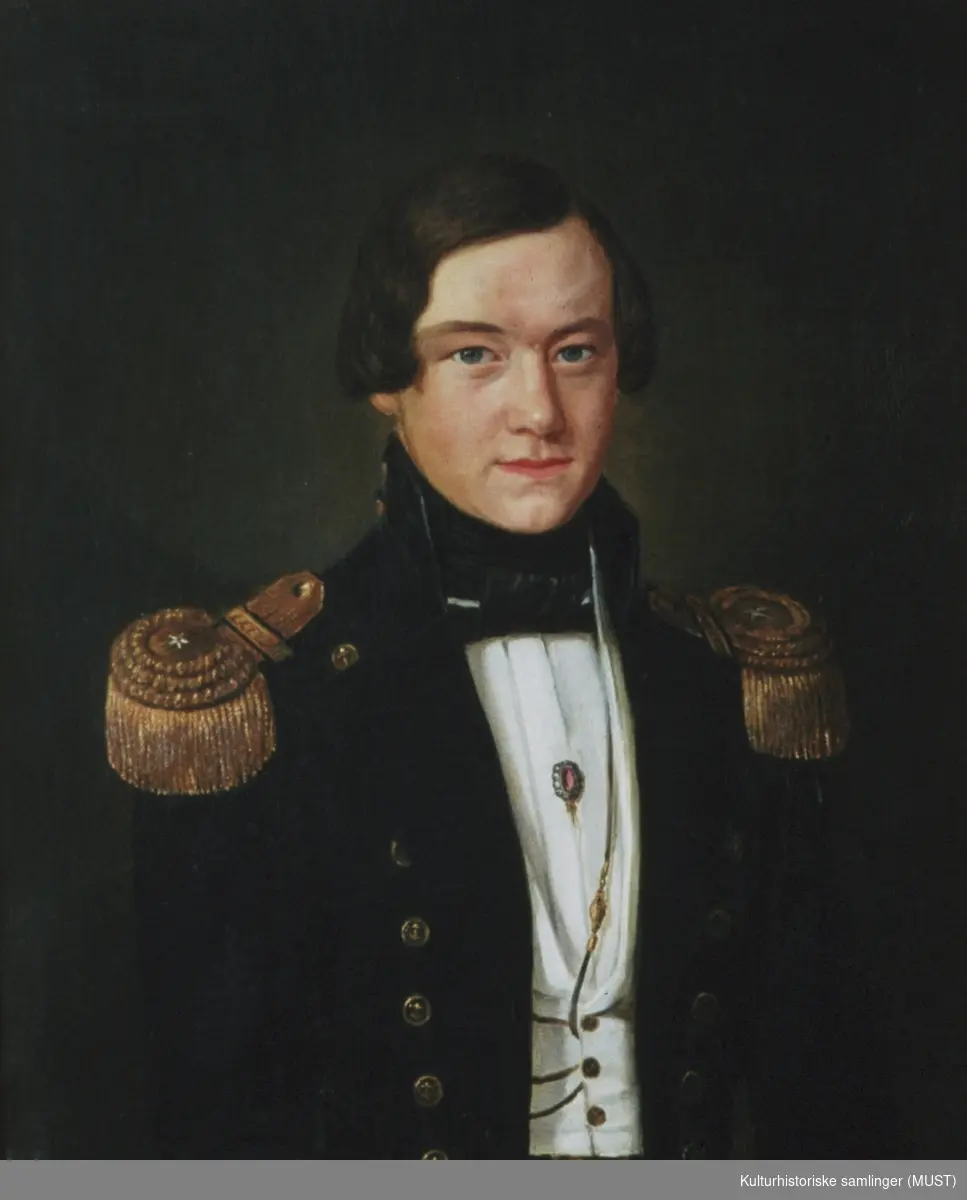 Portrett av Knut Geelmuyden Smith (senere admiral) , født Vauvert (1821 - 1895)
Gift med Dorothea Elisabeth Smith.
