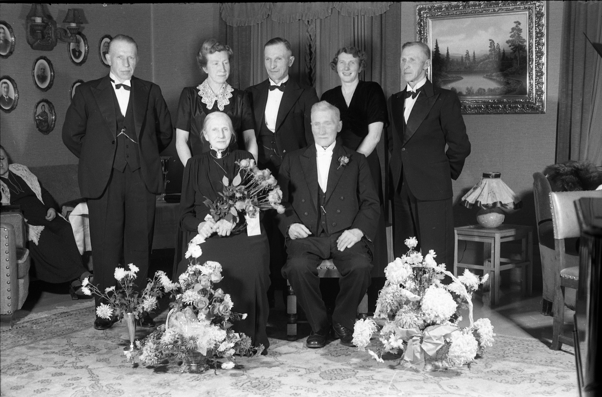 Trolig fra feiringen av David og Helene Seierstads diamantbryllup høsten 1950. Jubilantene sitter foran, mens barna står bak. Fra venstre: Halvard, Borghild (gift Johanson), Hans, Sigrid (gift Mørch-Reiersen), og Marthinius.