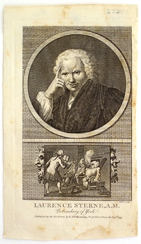 Enl. Liggaren: 7 kopparstick ur någon bok, däribland 1 porträtt av Laurence Sterne, A.M."