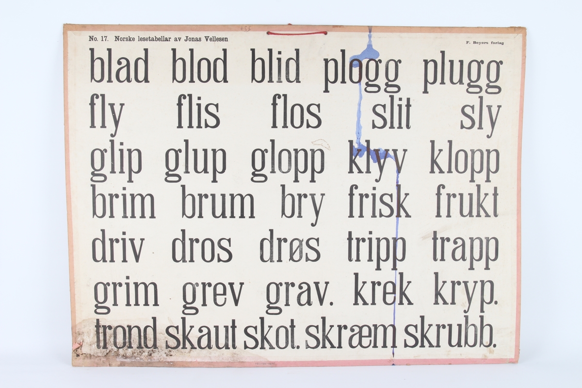 Skoleplansje brukt til Norsk undervisning.