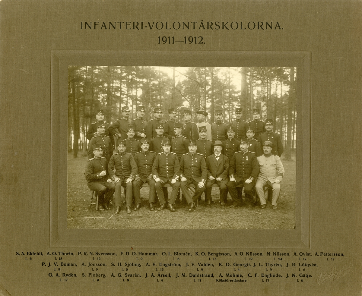 Infanterivolontärskolorna 1911-1912. För namn, se bild nr. 2.