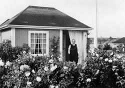 Kolonihagen til Borregaard på Opsund i Sarpsborg. Hytte numm