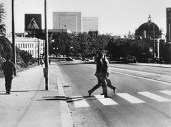 Karl Johan med de planlagte høyhusene inntegnet.