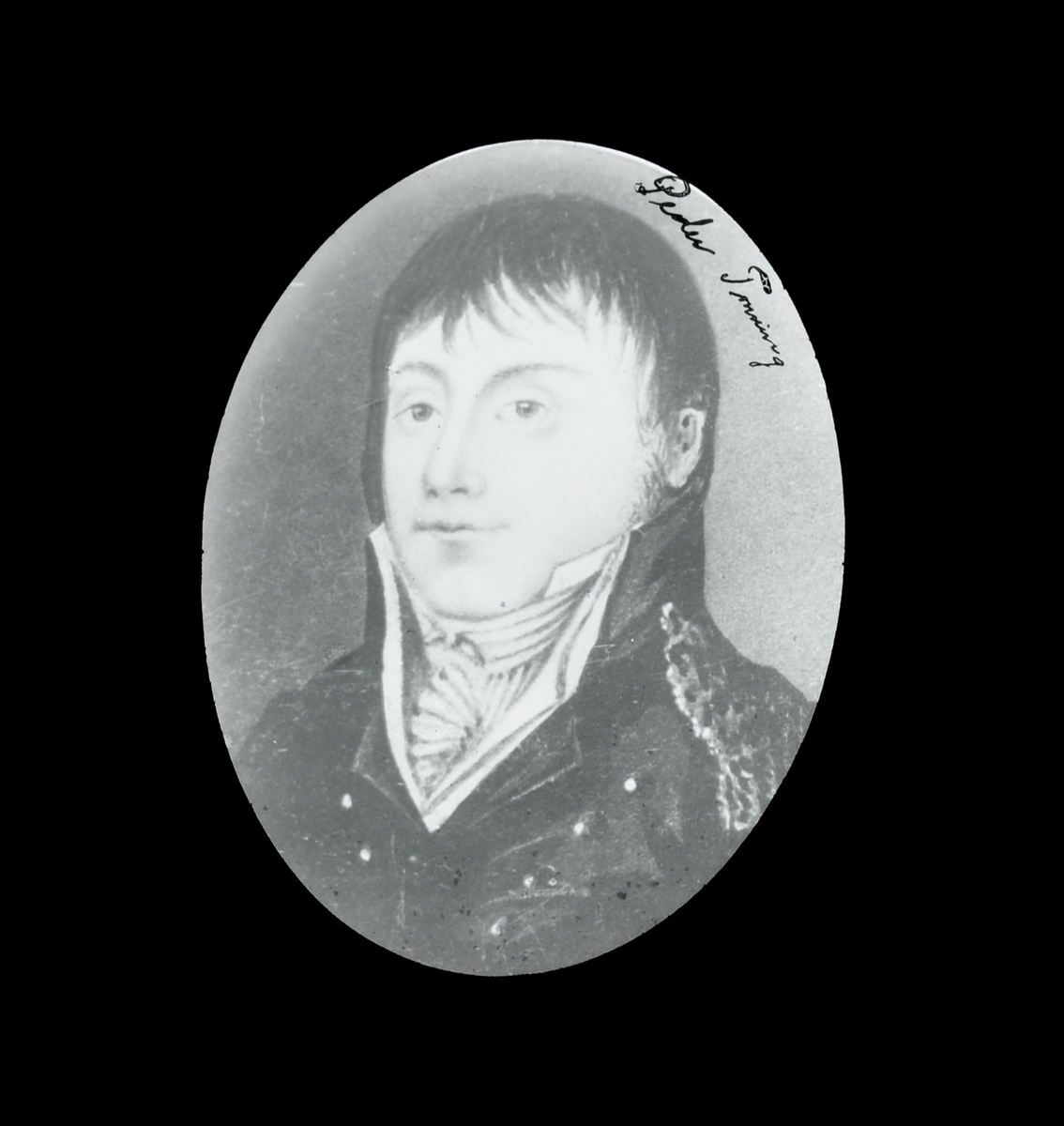 6 glassplater, portretter av menn.