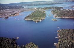 Oslo lufthavn Fornebu med omgivelser.