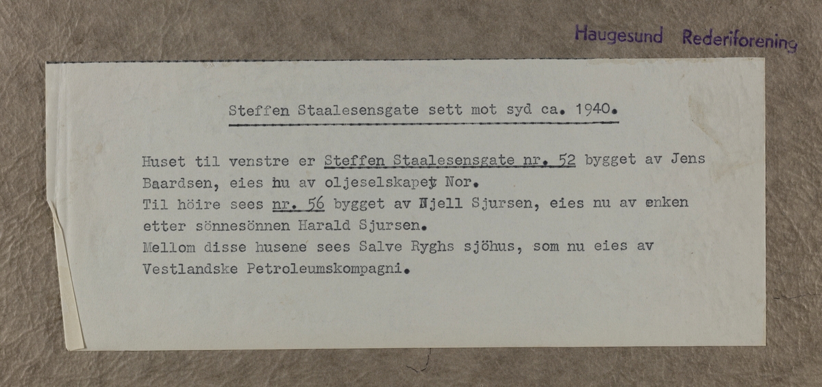 IX Hasseløen - Steffen Staalesensgate sett mot syd ca.1940