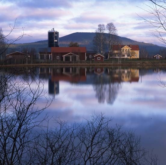 Bortigår´n november 2000. Stor gård med boningshus, ladugård och silo. Den ligger vackert vid vattnet.