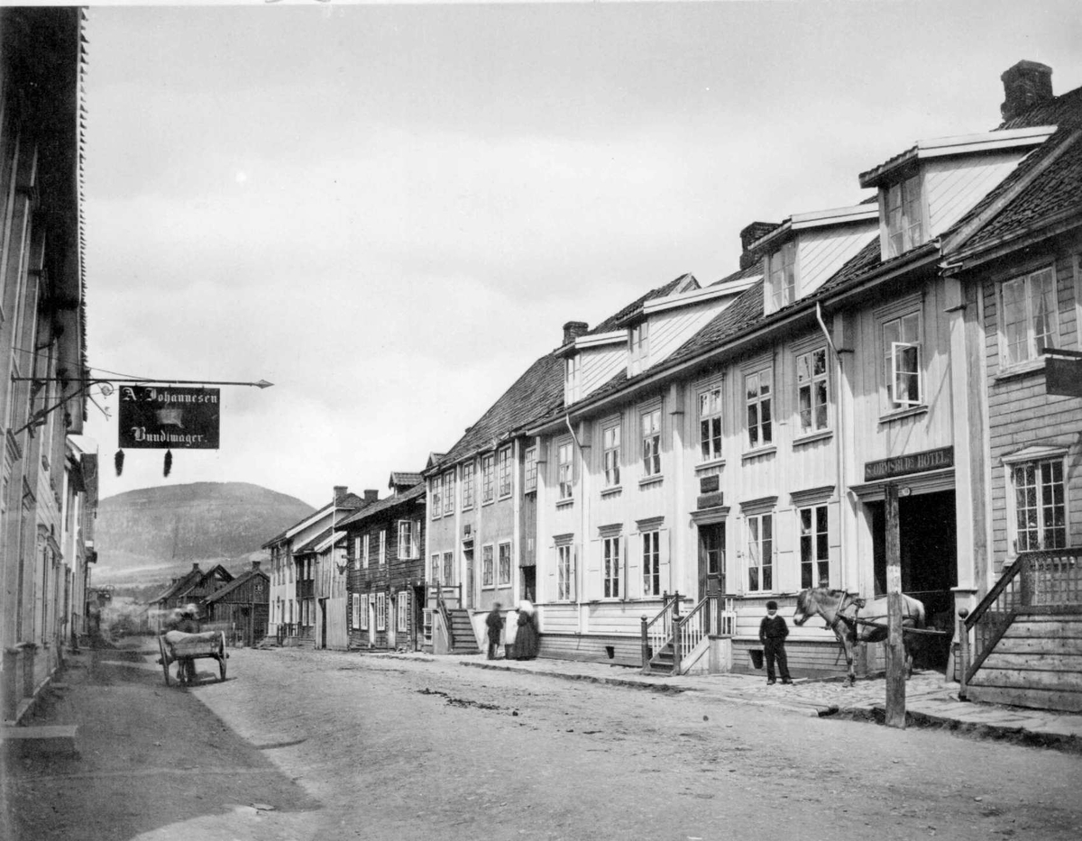 Repro: Storgata, Lillehammer i 1863 eller 1864, sett fra nr. 75 og nordover.