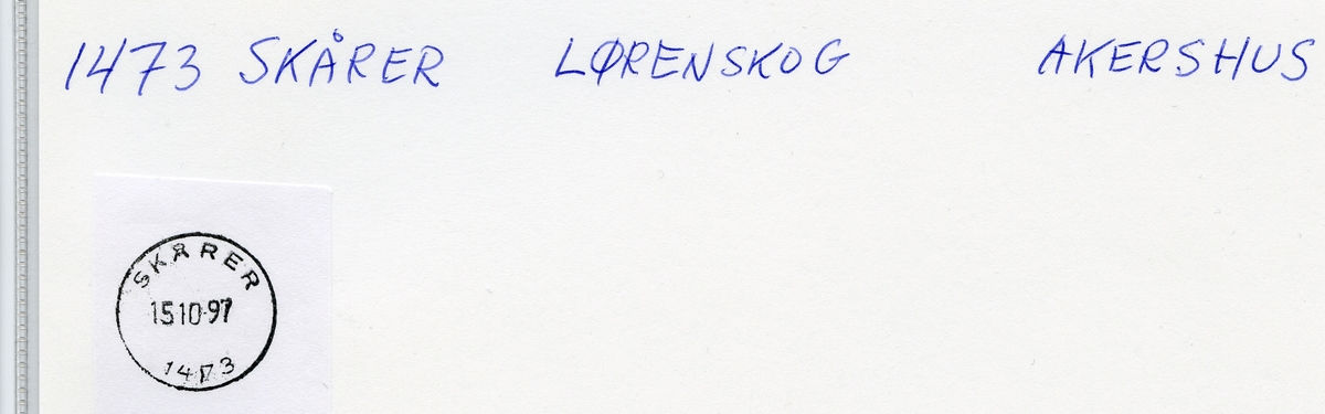 Stempelkatalog 1473 Skårer, Lørenskog kommune, Akershus