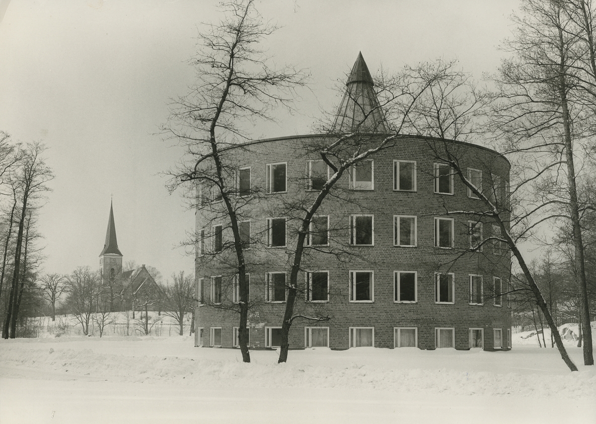 Exteriörbild. Runda Huset i Gustavsberg, 1956.