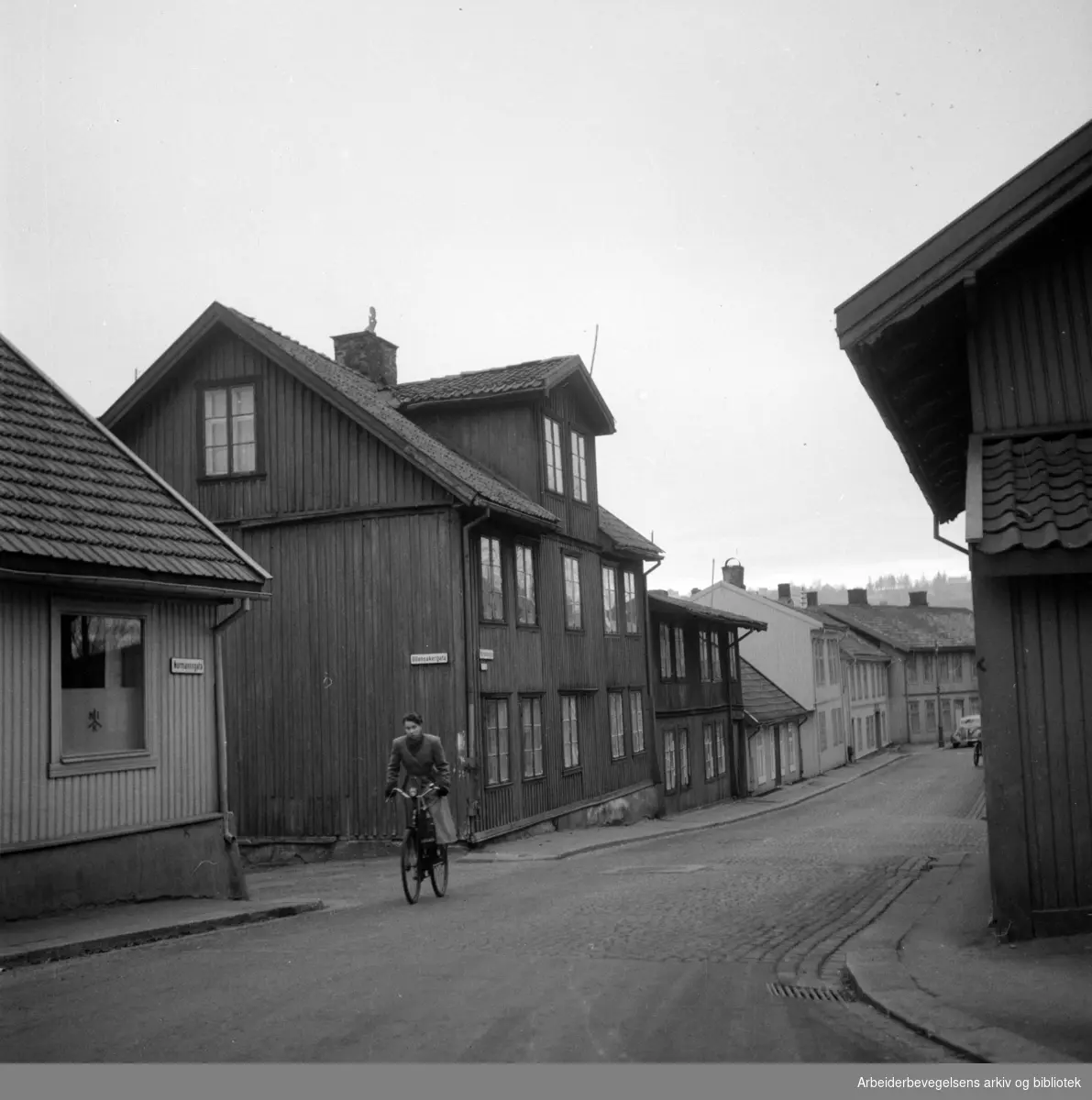 Kampen, gammel bebyggelse. Desember 1955