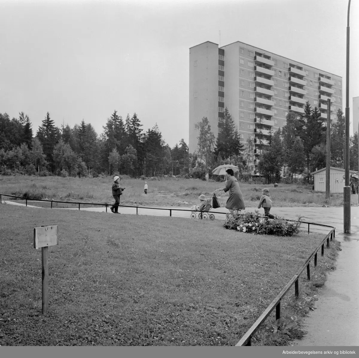 Bøler. Høyblokkene i Bølerlia. Juni 1963
