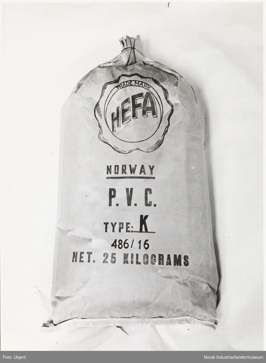 Emballasje Eidanger Salpeterfabriker og Herøya Elektrokjemiske fabrikker (HEFA), PVC, Hefas type, Sekk