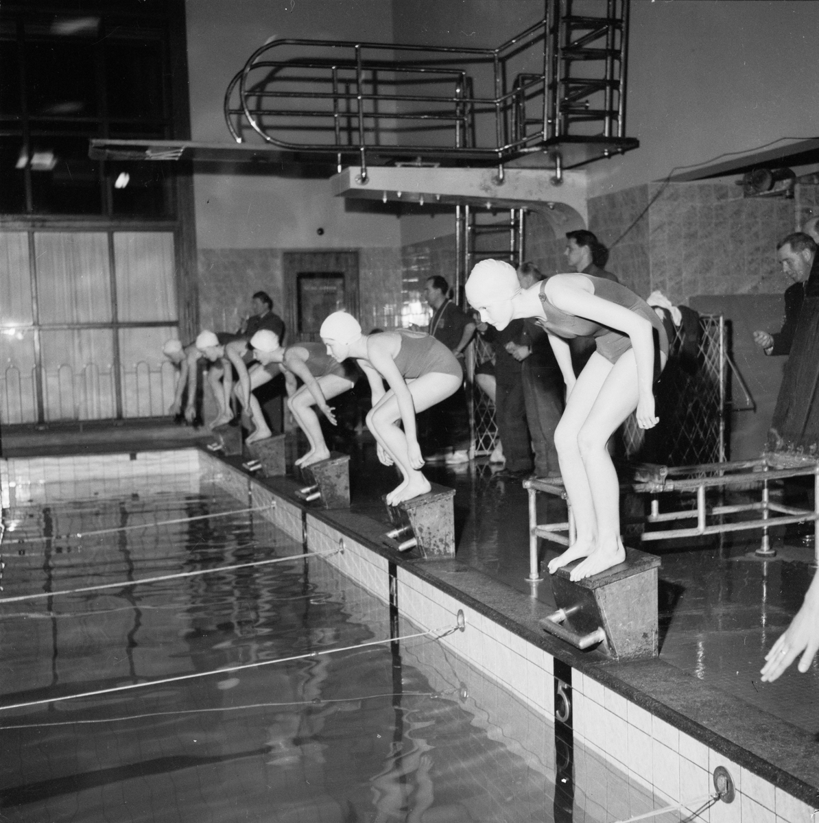 Simning, Uppsala, mars 1955