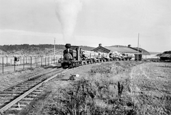 Jernbanetransport av tømmer fra Opsund til Borregård i Sarps