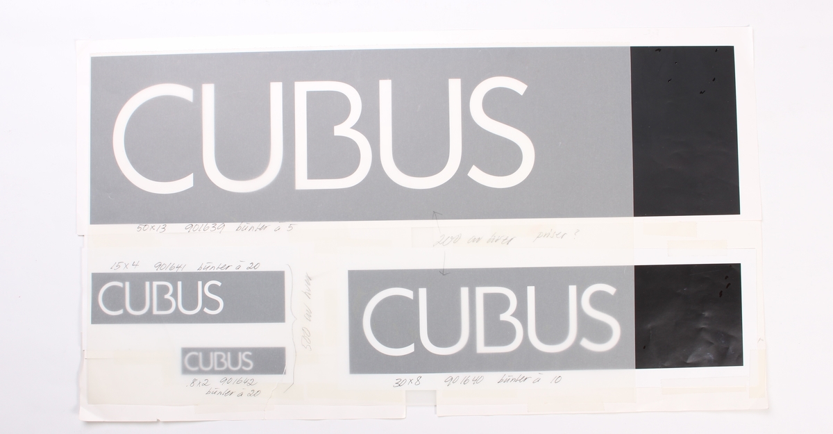 Prøvetrykk av CUBUS logo.