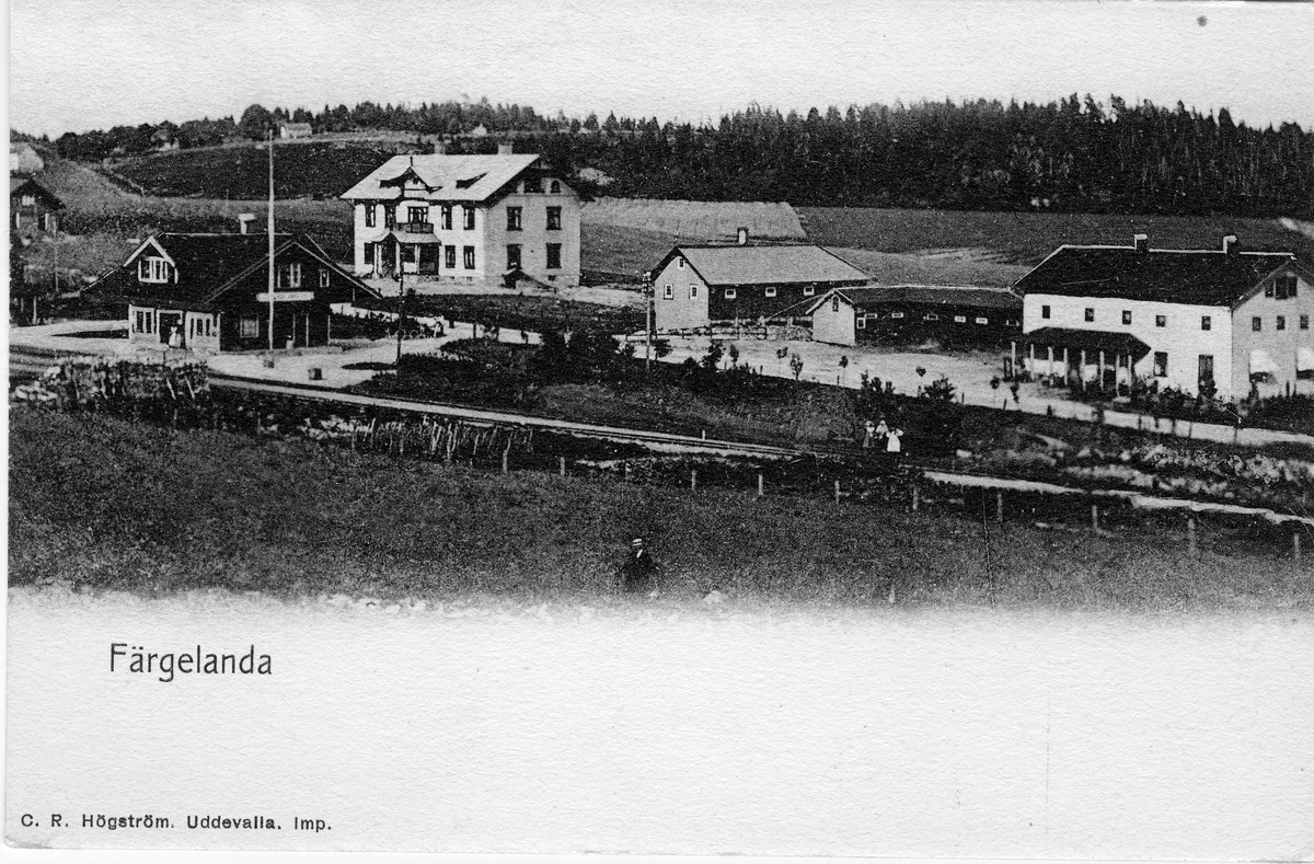 Järnvägsstation i Färgelanda. Smalspår  891mm. Vid spåret mellan Uddevalla hamn och Färgelanda