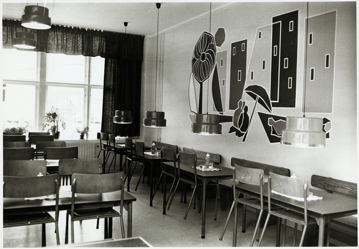 Utsmyckning av vägg i matsal av Carl-Otto Dahlén.