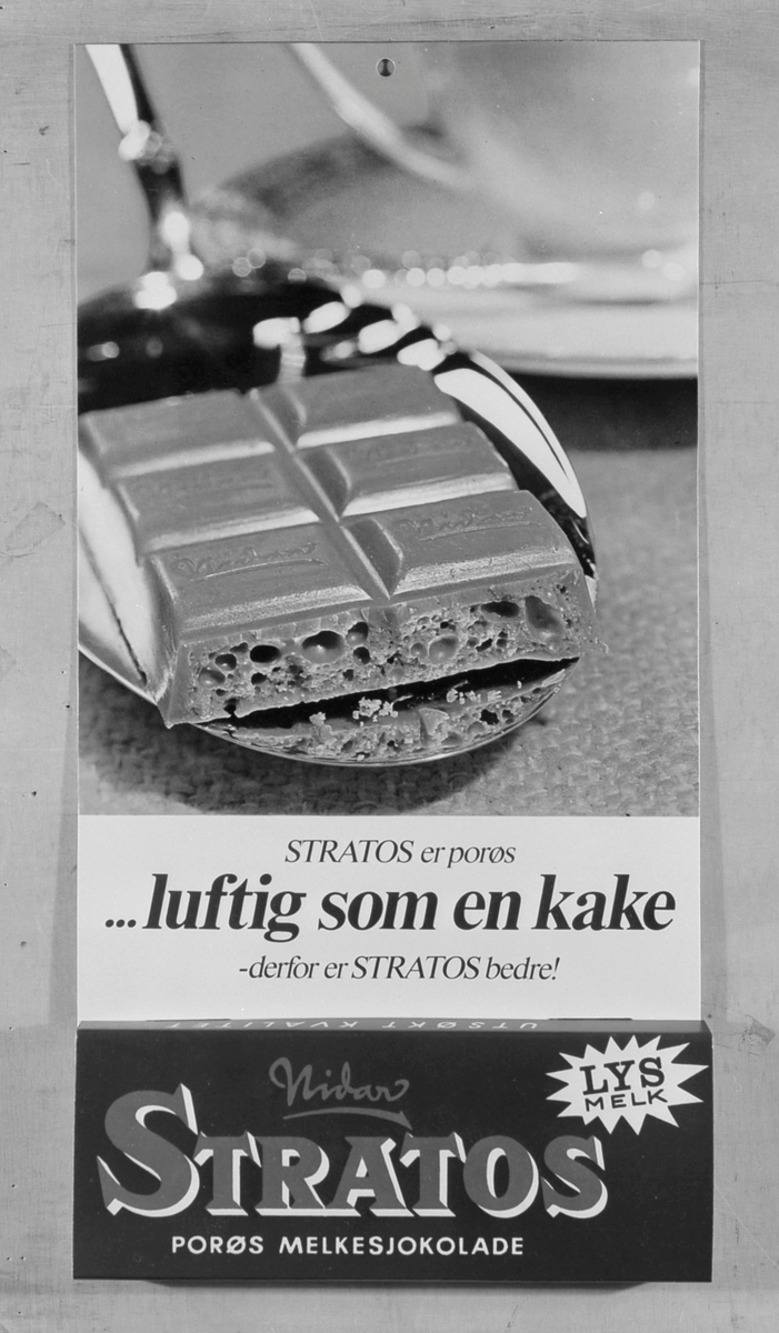 Reklameplakat for Stratos sjokolade fra Nidar Chokoladefabrik A/S